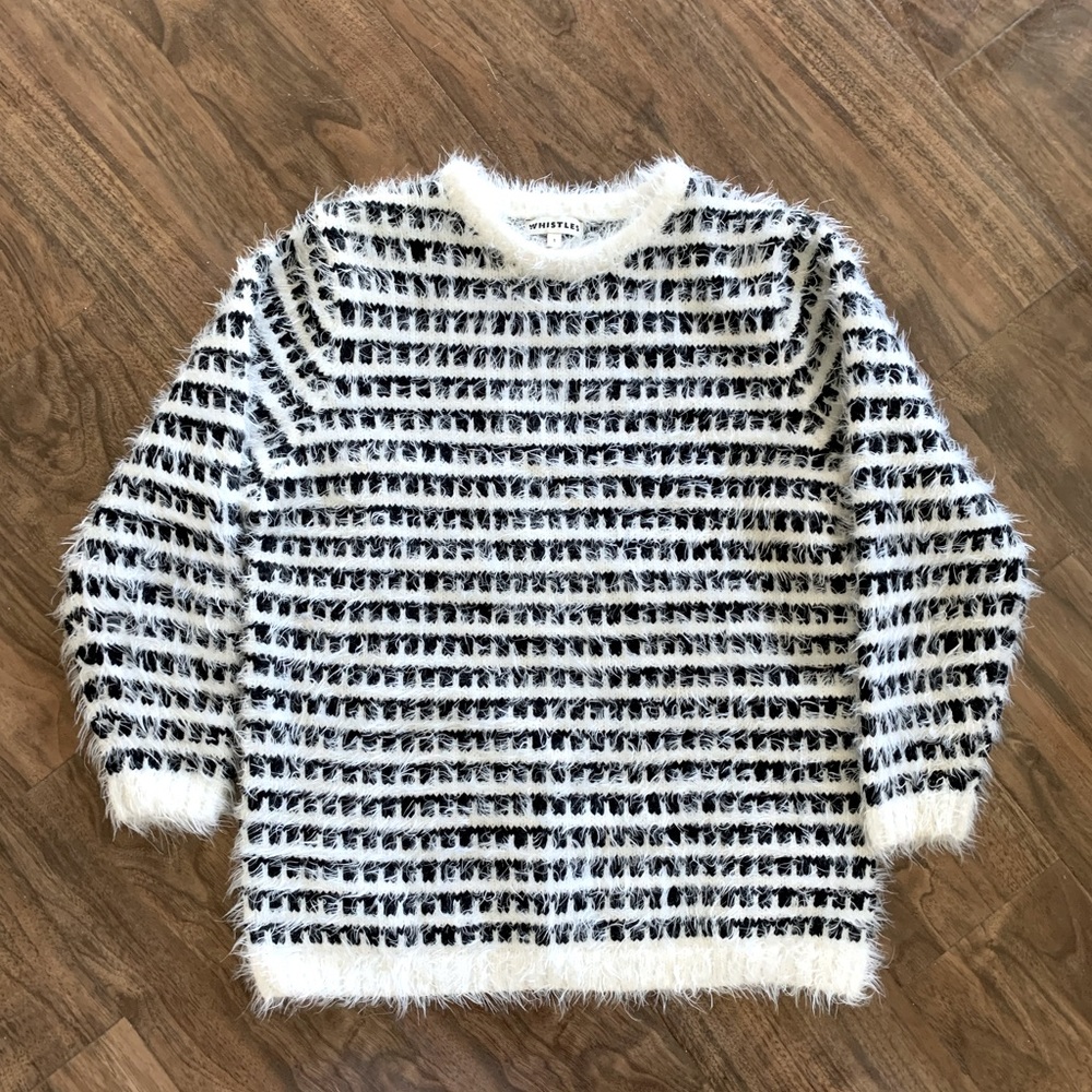 Whistles Black/White Textured Sweater -Size Small